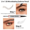 Microblading Eyebrow Pencil, Brow Gel Clear, 2 in 1 Clear Brow Gel Eye Brow Pen for Women, Curved Eyebrow Pen, Eye brow Tinting Kit, Gel Para Cejas, Natural Hair-Like Brows, Last All Day (Dark Brown)