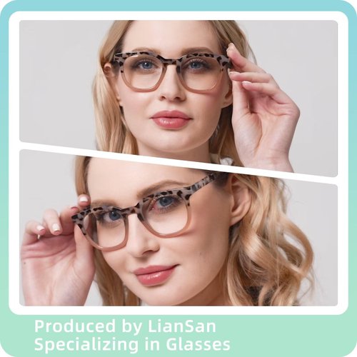 LianSan Bifocal Reading Glasses for Women with Spring Hinge Ladies Stylish Top Clear Blue Light Blocking Readers,12031 B-TTPK 2.00