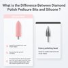 MelodySusie 6Pcs Polish Pedicure Nail Drill Bits with 16 Holes Bits Holder Set, Silicone Rubber Drill Bit for Pedicure Manicure Gel Grinding and Polishing, Pink