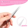 6 Pieces Eyelash Extension Tweezers Lash Tweezers Set Stainless Steel Straight and Curved Tip Tweezers Precision Eyebrow Tweezers Nippers for Eyebrow Hair (Silver, Pink)