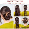 3 Pcs Moon Hair Fork / Hairpin for Women 5.12'' Moon Hair Stick Hand Carved Thin Long Hair Clip/ Accessories, Wooden Barrettes Lightweight Hair Styling Tool (Red, Black and Wood Color)