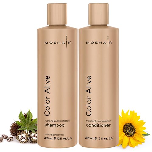 MOEHAIR Color Alive Shampoo and Conditioner Set – 12 Fl. Oz | Boost Vibrancy, Shine & Texture | Fade-Proof Hair Color | Salon-Grade Color Protecting Shampoo and Conditioner | Sulfate and Paraben-Free