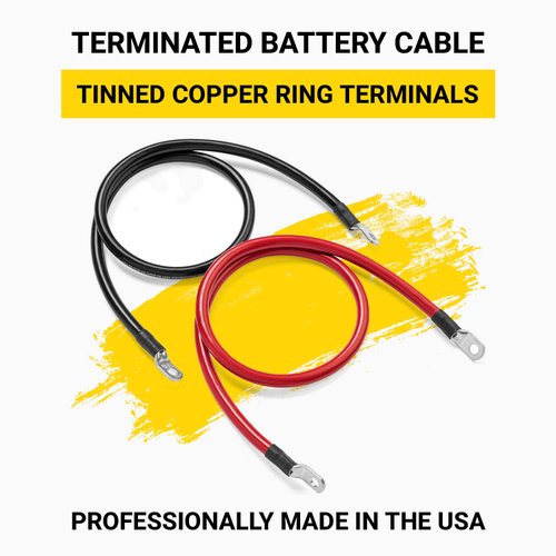 Spartan Power Battery Cable 2 Foot 2 Gauge AWG Wire Set 5/16" M8