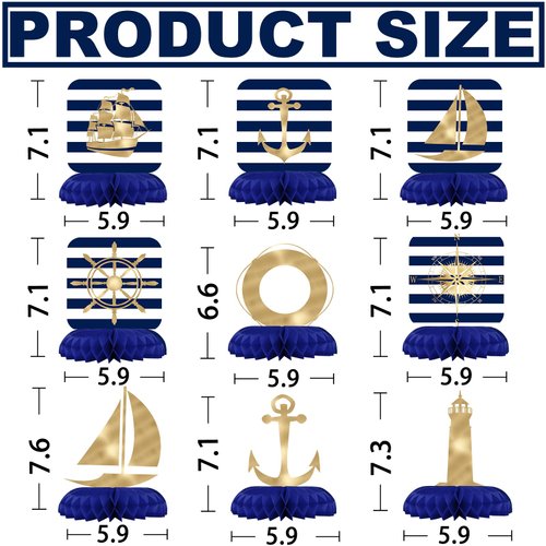 Nautical Party Decorations - Nautical Honeycomb Centerpieces for Kids'Nautical Birthday and Baby Shower Table Decor