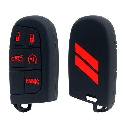 REMOCH Key Fob Cover for Dodge Accessories 5 Button Key Fob Case for Dodge Charger Challenger Dart Durango Journey Replacement Remote Control 3 4 5 Buttons Key Fob Shell (Bright Red Design, 1 PC)