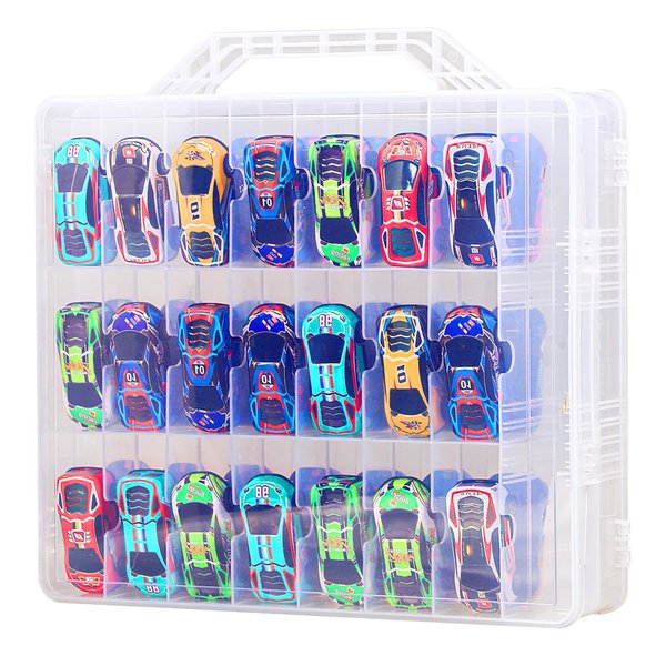 ZUIKAKU Toy Car Organizer Compatible with Hotwheels, Hot Wheels Organizer, Matchbox Cars,Suitable for miniature toys, Toy cars, Matchbox cars, Small dolls (cases only) (Transparent)