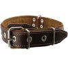Genuine Leather Braided Studded Dog Collar, Soft Suede Padded Brown 1.5" Wide. Fits 17"-21" Neck.