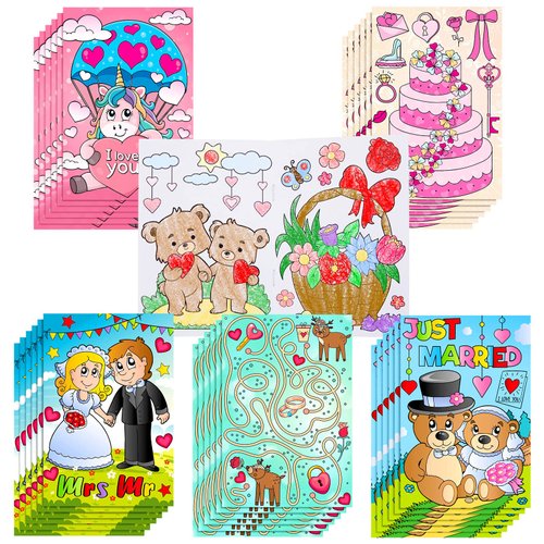 30 Count Wedding Coloring Books for Kid Boy Girl Activity Set 40 Pages Kids Valentine&#39;s Day Activ...