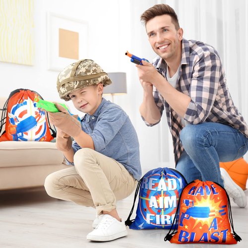 Dart Party Supplies Bags Toy Birthday Party Goody Treat Bags Gun Party Drawstring Bags Gift Party Treat Bags Darts Theme Party Supplies for Gun Dart Battle Decor (15 Pieces)