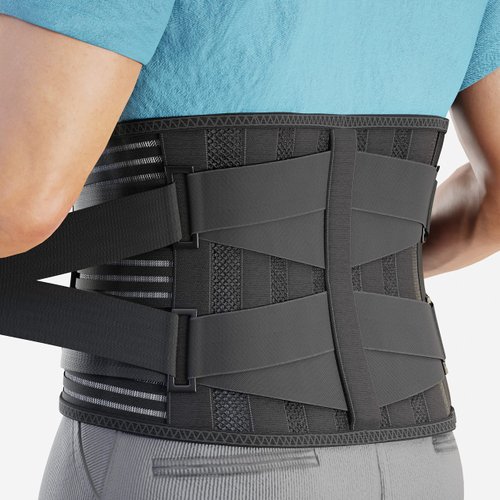 Modvel Back Braces for Lower Back Pain Relief with 6 Stays, Breathable Back Support Belt for Men/Women for work, Anti-skid lumbar support belt with 16-hole Mesh for sciatica (Plus-Size)
