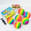 Homotte 6 Pcs Rainbow Playground Balls for Kids, 5 Inch Small Kickball Dodgeballs, Mini Toy Ball Handball Set for Indoor & Outdoor Activities with Hand Pump