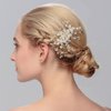 Yovic Crystal Bride Wedding Hair Comb Silver Bridal Headpieces Rhinestone Pearl Hair Pieces Bridesmaid Side Combs Hair Accessories for Women and Girls(Silver)