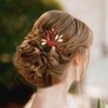 Sparkly Wedding Hair Combs, Crystal Flower Hair Clips Bride Bridesmaid Hair Sides Comb Rhinestone Barrettes, Crystal Hair Pins Hair Accessories for Women Girls (Red)