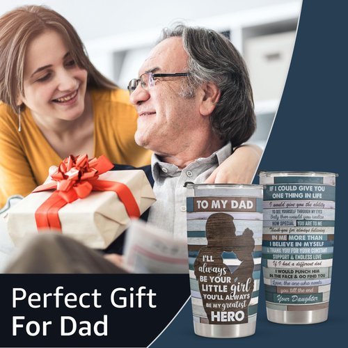 Macorner Gifts For Dad - Stainless Steel Vintage Tumbler 20oz Gifts For Men - Birthday Gifts for Dad Stepdad From Daughter - Fathers Day Gift From Daughter For Dad Stepdad Christmas Gift For Dad