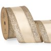 Ribbli Champagne Gold Wired Ribbon Satin with Glitter Edge 2.5 Inch Champagne Christmas Ribbon for Tree Gift Wrapping Wreaths Garland Topper Bows Crafts Home Decor -10 Yards