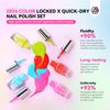 SAVILAND Fingernail Polish Set Quick-Dry : 20pcs Neon Bright Colors Nail Polish Kit Summer Regular Nail Polish Glitter Rainbow Toenail Polish with Castor Oil Base Glossy Matte Top Polish Nail Art Home