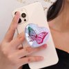 Ksadiye Expandiing Moblile Phone Grip Heart Glass Holder for Smartphones, Cell Phone Collapsible Stand（ Purple Butterfly