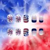 Sutaozhi 4th of July Press on Nails Short Square French Tip Fake Nails with Glitter Stars Rhinestones Fireworks Design Acrylic Glue on Nails Patriotic False Nails for Independence Day Nails Kit 24Pcs