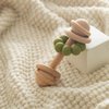 Wooden Baby Rattle Shake Toy for Babies Ring Grasping Toys for Toddlers Beech Wood Baby Rattle, Matcha Green