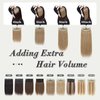 S-noilite Clip in Human Hair 1PC 6 Inch Short Human Hair Extensions Adding Extra Hair Volume Thick Hairpieces #4P27 Medium Brown & Dark Blonde Fullness Double Weft Invisible Hairpin 10g