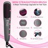 Househerb Hair Straightener Brush, with 200 Million Negative Ions, 9 Temp Settings (290℉-450℉), MCH Fast Heating, Dual Voltage, 2-in-1 Straightening & Curling, Portable Ionic Brush for Travel