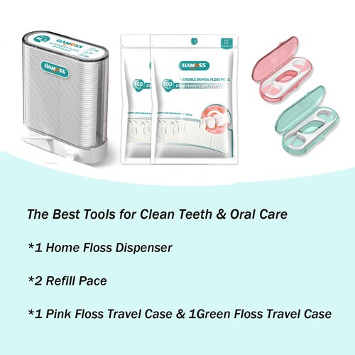 Dental Floss Picks Dispenser-308 Count Professional Cavity Resistant Flossers-LIAMOSS Automatic Pop Up Organiser Case-Intelligent Sealed Storage-Adults Best Dental Care Oral Tools