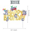 Raccoon Happy Birthday Cake Topper Raccoon Birthday Party Decoration Gold Glitter Woodland Birthday Party Cake Pick for Raccoon Theme Birthday Party Woodland Forest Baby Shower Supplies
