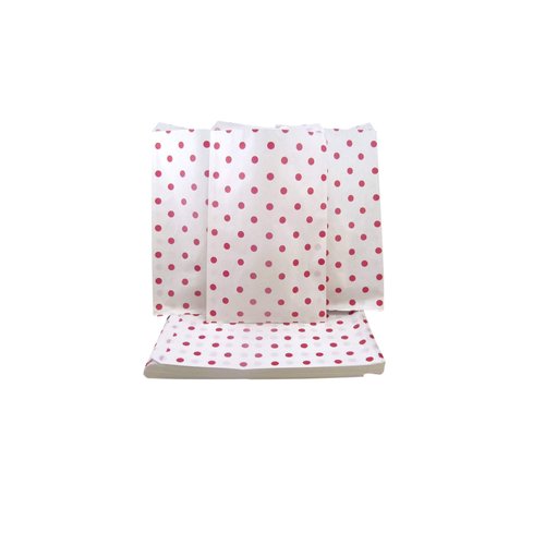 CuteBox Flat Paper Red Polka Dot White Gift Bags (5" x 7") for Merchandise, Crafts, Party Favors, Retail, Handmade Goods, Arts and Crafts, Outdoor Events, Holidays, Weddings 300pc