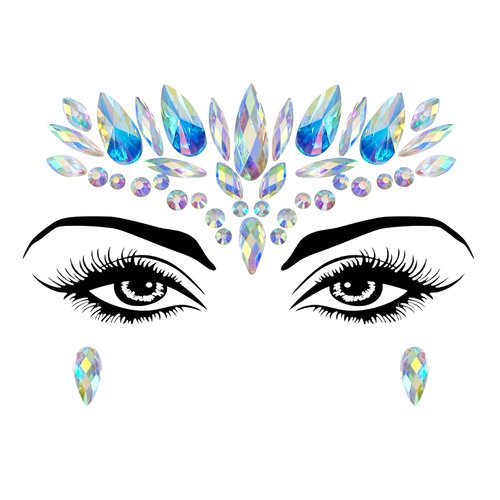 Allruyee face Jewels Face Gems Mermaid Glitter Rhinestone Crystal Stickers Waterproof Eyes Face Temporary Tattoos for Party,Rave Festival,Carnival,Holiday Costumes,Rave Accessories,Makeup,Dress-up…