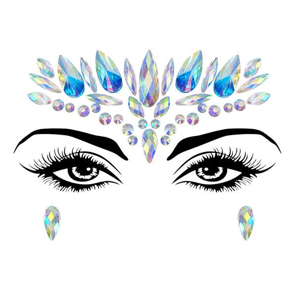 Allruyee face Jewels Face Gems Mermaid Glitter Rhinestone Crystal Stickers Waterproof Eyes Face Temporary Tattoos for Party,Rave Festival,Carnival,Holiday Costumes,Rave Accessories,Makeup,Dress-up…