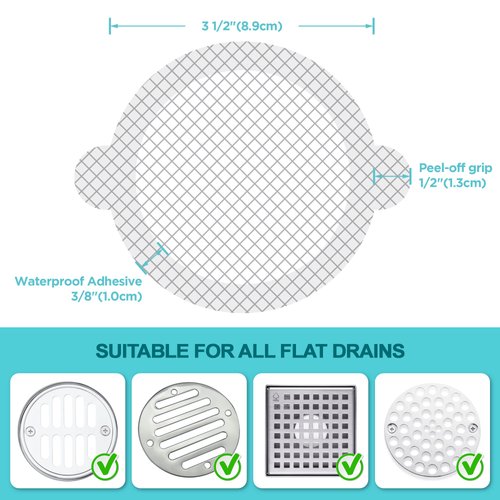 Aire Allure, 25 Pack, Disposable Shower Drain Hair Catcher Mesh Stickers