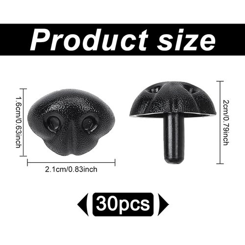 GOMAKERER 30 Pcs Crafting Noses No Washers 21mm, Black Dog Safety Noses Doll Teddy Bear Noses Doll Making Supplies False Puppy Nose 21mm for Stuffed Animals Making