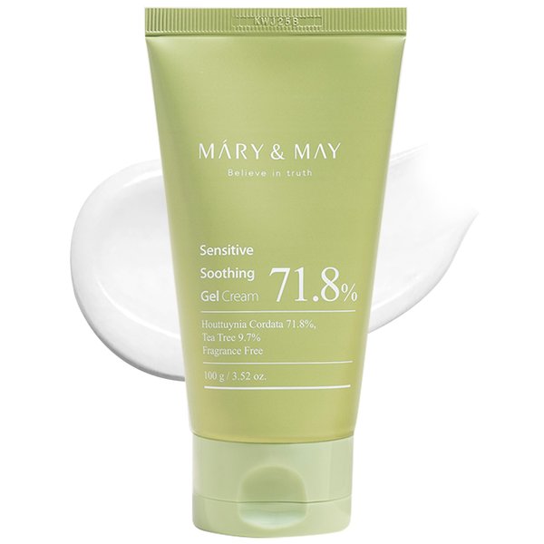 Mary&May Sensitive Soothing Gel Cream - Instant Cooling and Redness Relief, Pore-Tightening Face Cream with Tea Tree and Houttuynia Cordata Extracts - No Sticky, Refreshing Finish, 3.52oz.
