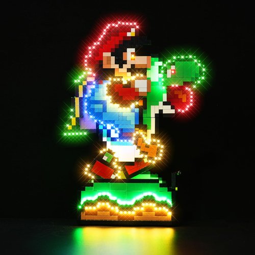 Rorliny LED Lighting Kit Compatible with Lego Super Mario World: Mario & Yoshi, Creative Light Set Compatible with Lego 71438 (No Lego Models)