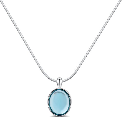 925 Sterling Silver Aquamarine Necklace Oval Blue Pendant Necklace March Birthstone Necklace for Women Handmade Aquamarine Jewelry for Gift