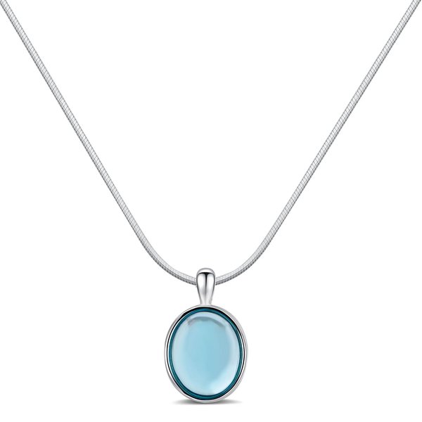 925 Sterling Silver Aquamarine Necklace Oval Blue Pendant Necklace March Birthstone Necklace for Women Handmade Aquamarine Jewelry for Gift