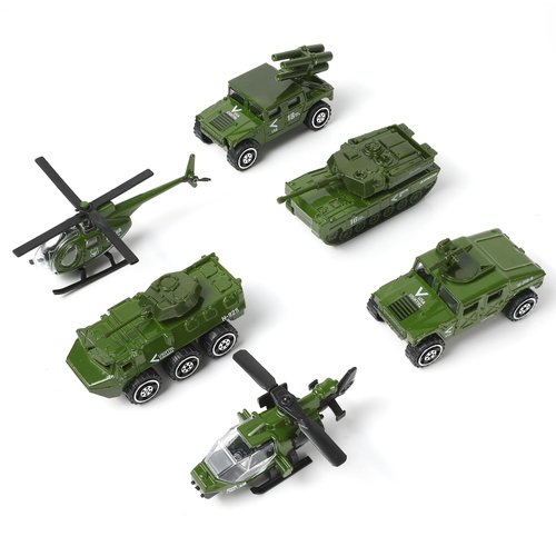Risopen 1/87 Scale Metal Diecast Model Toy Army Military Team Truck Tank Helicopter Car Toy Set Vehicle Little People Playset Children's Day Car Toy Gift for 3+ Year Old Boy Kid Toddler