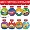 Yiaoyinnz 48PCS Transportation Tableware Decorations Transportation Birthday 7 Inch Paper Plates Car Train Airplane Dessert Plates Traffic Dinnerware for Boys Kids Baby Shower Party Supplies Favors