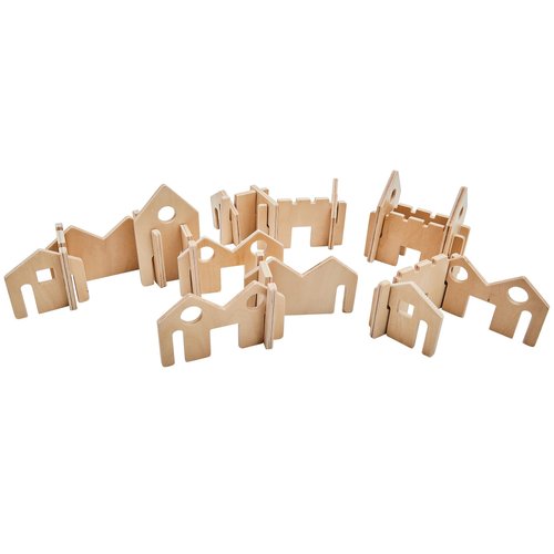 THE FRECKLED FROG Little Happy Architect - Set of 22 - Ages 18m+ - Wooden Blocks for Toddlers - Create Endless Village Layouts - Lightweight