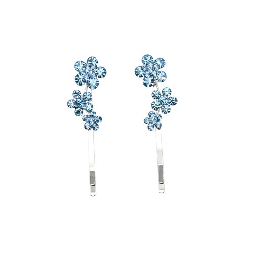 Faship A Pair Of Aqua Crystal Floral Hair Clip Pins 2 Pcs