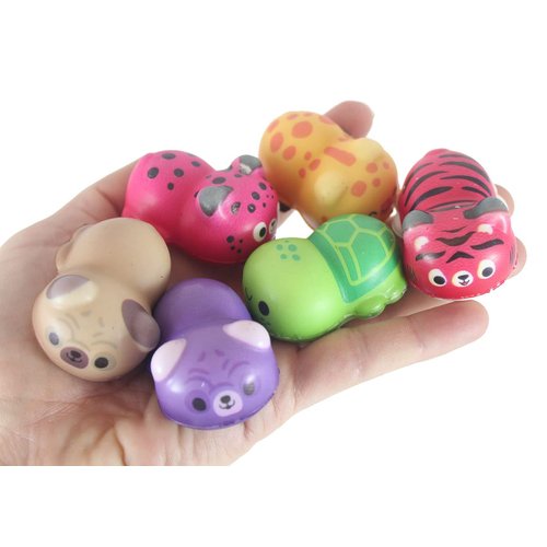 Curious Minds Busy Bags Set of 24 (2 Dozen) Cute Laying Animal Micro Slow Rise Squishy Toys - Memory Foam Party Favors, Prizes, OT (Random Selection)