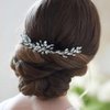 CASOLVX Bride Crystal Wedding Hair Comb Silver Bridal Hair Vine Rhinestone Hair Accessories for Women Bridal and Bridesmaid