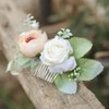 Fangsen Silver Wedding White Rose Hair Comb Ivory Flower Hair Accessory for bridals and bridesmaids