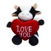Plushland Stuffed Animal with Red Heart – Love You- Plush Animals Toy for Kids & Adults - Embroidered Heart Pillow -8 inches (Cow)