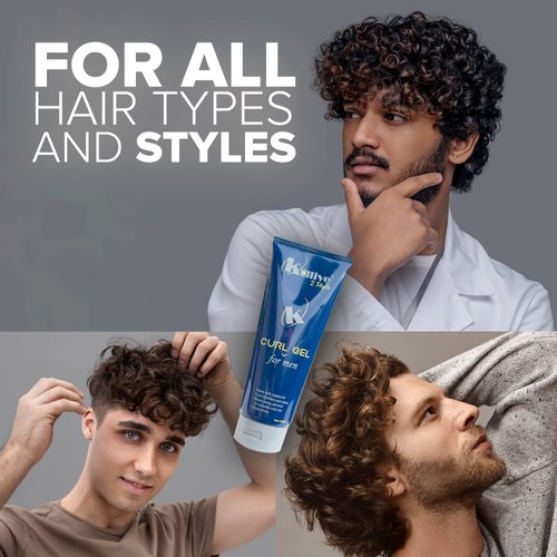 KALIVE Curl Gel for Men 8 oz. Hair Gel for Men, Quality in Mens Hair Products, Defines Curls, Reduces Frizz, Enhances Natural Waves, Curls or Perms.