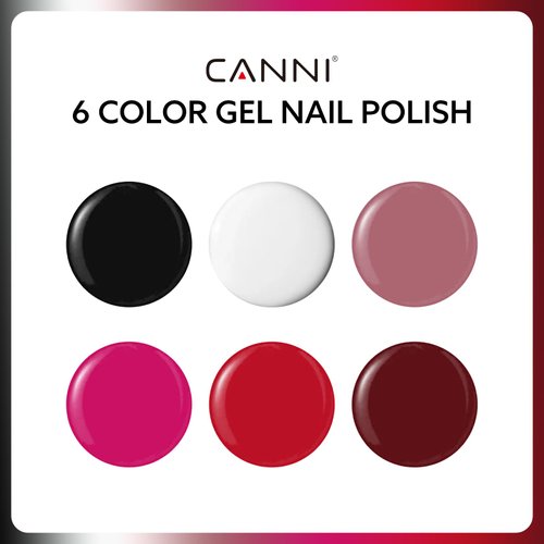 CANNI 9ml Hema-Free Gel Nail Polish Set- 6Pcs White Black Red Purple Nude Colors Gel Polish Kit, Soak Off LED Nail Gel Manicure Kit DIY at Home Salon Gifts for Women Girls