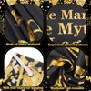 The Man The Myth The Legend Decorations Backdrop Banner, Black Gold Glitter Birthday Party Decorations Banner for Men Dad Father's Day Backdrop for Retirement Bachelor Party Supplies
