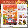 Funrous 48 Pcs Coloring Books with Stackable Crayons Firefighter Summer Circus Party Favors Coloring Pages Drawing Booklet Party Supplies for DIY Art Painting Games Goodie Bag Fillers (Firefighting)