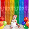 Rainbow Foil Fringe Curtains, 2 Pack Rainbow Party Decorations 3.3x6.6ft Rainbow Fringe Streamer Backdrop for Birthday Party
