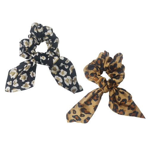 QiKoKo 11Pcs Hair Scrunchies Bowknot Satin Chiffon Elastics Ribbon Ear Bow Solid and Flower Colors Scrunchy Scarf Scrunchie Vintage Ponytail Holder Ties Bands Accessories for Women Girls (short11p_02)